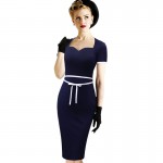 Vfemage Womens Sexy Vintage Retro Rockabilly Bowknot Pinup Wear to Work Business Casual Party Pencil Sheath Bodycon Dress 1988