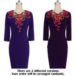 Vfemage Womens Stylish Elegant Applique embroidery Crochet V-neck Work Office Bodycon Female 3/4 Sleeve Sheath Party Dress 4241