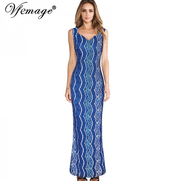 Vfemage Womens Summer Elegant Bohemian Floral Print Casual Party Beach Long Maxi Dress 2721