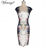 Vfemage Womens Summer Elegant Floral Butterfly Print Charming Pinup Cap Sleeve Casual Party Bodycon Sheath Dress 2959