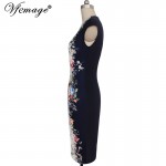 Vfemage Womens Summer Elegant Floral Butterfly Print Charming Pinup Cap Sleeve Casual Party Bodycon Sheath Dress 2959