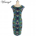 Vfemage Womens Summer Elegant Floral Leaf Print Cap Sleeve Casual Party Beach Sheath Bodycon Vestidos Pencil Dress 3036