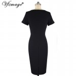 Vfemage Womens Summer Elegant Slim Tunic Button Vintage Casual Wear To Work Business Office Pencil Sheath Bodycon Dress 4487