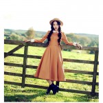 Vintage 50s 60s Preppy Style Long Dress Peter Pan Collar Long Sleeve Women Empire Dresses Female Vestidos Fladas Autumn Winter