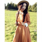 Vintage 50s 60s Preppy Style Long Dress Peter Pan Collar Long Sleeve Women Empire Dresses Female Vestidos Fladas Autumn Winter