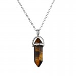 Vintage Bullet Quartz Crystal Necklace Pendant For Women Silver Chain Natural Stone Necklaces & Pendants Fashion Jewelry Bijoux