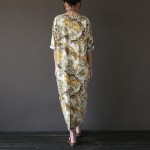 Vintage Chinese style Flower print Women Long Dress Cotton Linen Loose Casual Summer Maxi Dress Brand Design Robe Femme A037