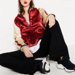 Vintage Embroidery Stars Flower Pattern Reversible Jacket Coat Women Contrast Sleeve Bomber Pilots Outerwear Tops Trendy