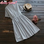 Vintage Flower Embroidery Lacing Waist Cotton Linen Dress Mori Girl 2018 summer Women Dress New Style vestidos femininos