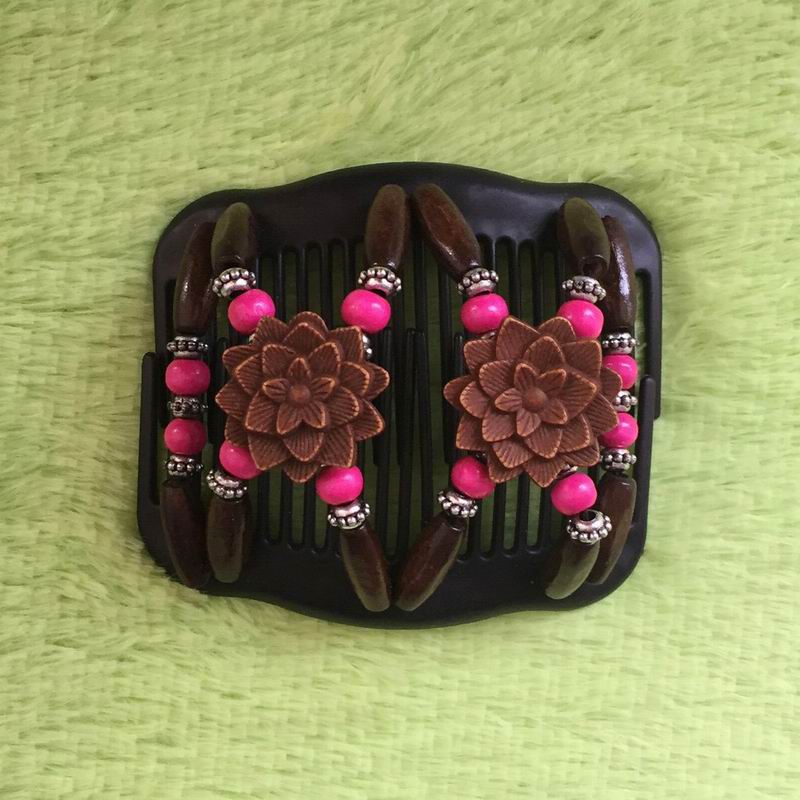 Vintage Magic Butterfly Wood Beads Stretchy Hair Clip Slide Updo