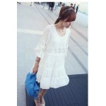 Vintage Mexico Floral Embroidery White Lace Casual DRESS BOHO Mini Dresses women clothing Summer Women dress Women tops,Vestidos