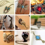 Vintage Necklaces Women Owl Feather Heart Butterfly Cat Pendant Necklace Antique Collares Fashion Jewelry Bijoux One Direction