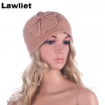 Vintage Style Winter Women Beanies Hat With Flower Design Wool Bucket Hats Wholesale Warm Hats for Women Winter Cap A289