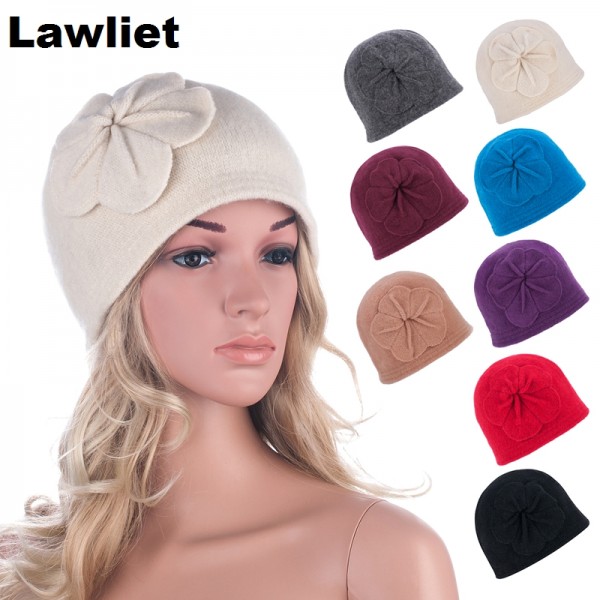 Vintage Style Winter Women Beanies Hat With Flower Design Wool Bucket Hats Wholesale Warm Hats for Women Winter Cap A289