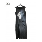 Vintage Summer Dress Women Boho Sexy Long Dresses Vestido De Festa Robe Longue Femme Sequin Skull Women's Clothing Clothes Tops