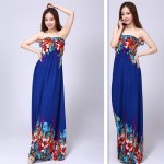 Vintage fashion national trend print o-neck slim long design expansion medium-long bottom one-piece dress beach dress