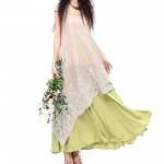 Vintage long green beige patchwork asymmetrical maxi one-piece dress for women summer bohemian boho original ethnic long dress