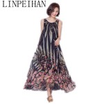 Vintage printing dress 2016 Women fashion Summer Dress casual sleeveless evening party Long elegant dress plus size dresses 