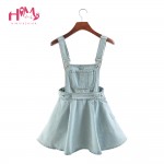 Vivi Japan Strap School Denim Dress For Ladies Dark Blue Removable Summer Detachable Student Overalls Dress Women Kawaii Clothes