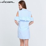 WINDGIRL women summer dress 2017 blue striped straight dress short sleeve fashion casual dresses Cocktail party beach Vestidos