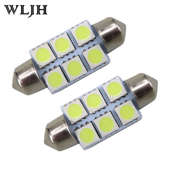 WLJH 10pcs White 36mm Festoon 5050 SMD 6 LED C5W Car Led Auto Interior Dome Door Light Lamp Bulb Pathway lighting 12V Work Lamp