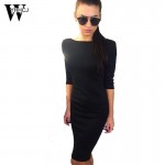 WYHHCJ 2017 women dress Sexy Slash Neck Knee-Length Pencil  Party dress Bow backless Casual dresses