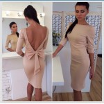 WYHHCJ 2017 women dress Sexy Slash Neck Knee-Length Pencil  Party dress Bow backless Casual dresses