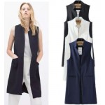 White Black Office Elegant Sleeveless Blazer Autumn Vest Women Stand Collar Long Waistcoat Casual Jacket Colete Feminino