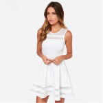 White Dress Chiffon Mesh Women Vestidos Femininos 2016 Summer Sleeveless Chiffon Dresses Beach Party Dress Vestido Branco Curto