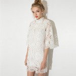 White Lace Dress Women Fashion Sheer Sleeve Dresses Sector Hem Princess Dress Women Turtleneck Slim Lace Dresses Robe Femme 2016