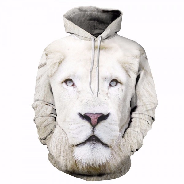 White Lion Print Fashion Brand Hoodies Men/Women 3d Sweatshirt Hooded Hoodies With Cap And Pockets Hoody lovely Tracksuits