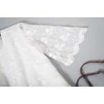 White lace dress Natural silk women dress Pure white Lace dress 3/4 sleeve Chinese style sale