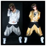 Wholesale spliced jazz Loose Zipper dance jackets Thin harem women men unisex Gold Silver shiny Top performance wear