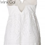 Wink Gal Bohemian Women Dress  Hollow out Spaghetti Strap Sexy White Evening Party Lace Dresses Maxi Dress D0085