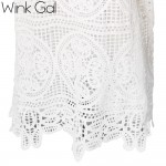 Wink Gal Bohemian Women Dress  Hollow out Spaghetti Strap Sexy White Evening Party Lace Dresses Maxi Dress D0085