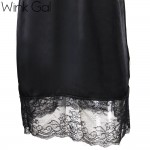 Wink Gal Sexy Black Lace Party Dresses Short Evening Slip Dress Neck Tie Sundresses Summer Beach Silk Shift Dress Women  Z0010