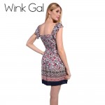 Wink Gal Summer Style Short Dress Sundress Floral Patterns Sweet Mini Dresses Female Clothing 3R1933