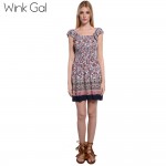 Wink Gal Summer Style Short Dress Sundress Floral Patterns Sweet Mini Dresses Female Clothing 3R1933