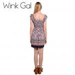 Wink Gal Summer Style Short Dress Sundress Floral Patterns Sweet Mini Dresses Female Clothing 3R1933