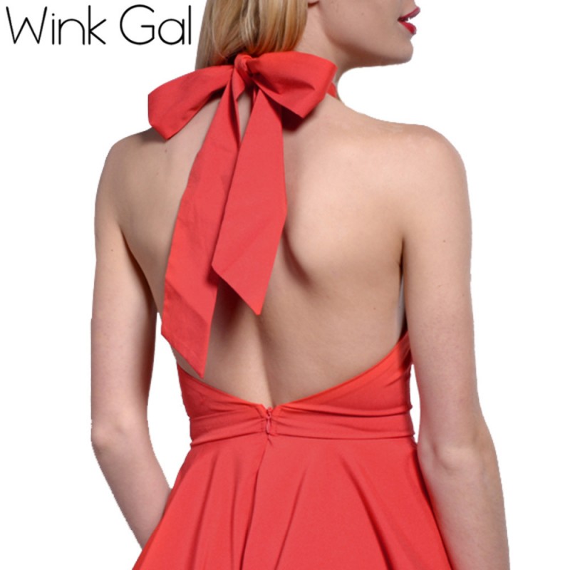 Wink Gal Summer Women Bandage Dress Sexy Backless Sleeveless Party Dresses Bow Back Fancy 1223