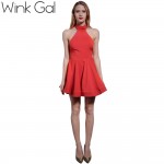 Wink Gal Summer Women Bandage Dress Sexy Backless Sleeveless Party Dresses Bow Back Fancy Clothing Brands Mini Dress 2017 New