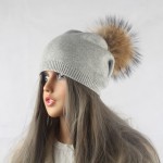 Winter Autumn Pom Pom Beanies Hat Women Knitted Wool Skullies Casual Cap Real Raccoon Fur Pompom Hats 