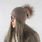 Winter Autumn Pom Pom Beanies Hat Women Knitted Wool Skullies Casual Cap Real Raccoon Fur Pompom Hats 