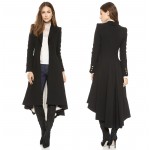 Winter Autumn women long trench jacket 2017 Fashion warm woolen long sleeve women black dovetail coat femme coats tuxedo manteau