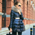 Winter Coat 2016 New Luxury Fur Collar DOWN JACKET Girls Long Jacket Parka Black Size S-XXL Big skirt hem Down coat