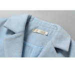 Winter Coat Women suit Collar Wool Blend Coat Medium long Trench Coat plus size thicken sky blue Outwear Wool Coat Women 1752