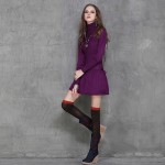 Winter Dress 2017 Yuzi Casual New Cotton Skinny Women Dresses Turtleneck Long Sleeve Pleated Vestido A6065 Vestidos Femininos