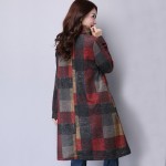 Winter Dresses Women Plaid Print Turtleneck Irregular Full Dress Vintage Woolen Women Long Sleeve Dress Plus Size Women Clothing