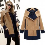 Winter Hooded Wool Coat Abrigos Mujer Invierno 2017 Winter Jacket Women Large Size Camel Cotton-Padded Women Coat 742100