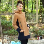 Winter Hooded Wool Coat Abrigos Mujer Invierno 2017 Winter Jacket Women Large Size Camel Cotton-Padded Women Coat 742100